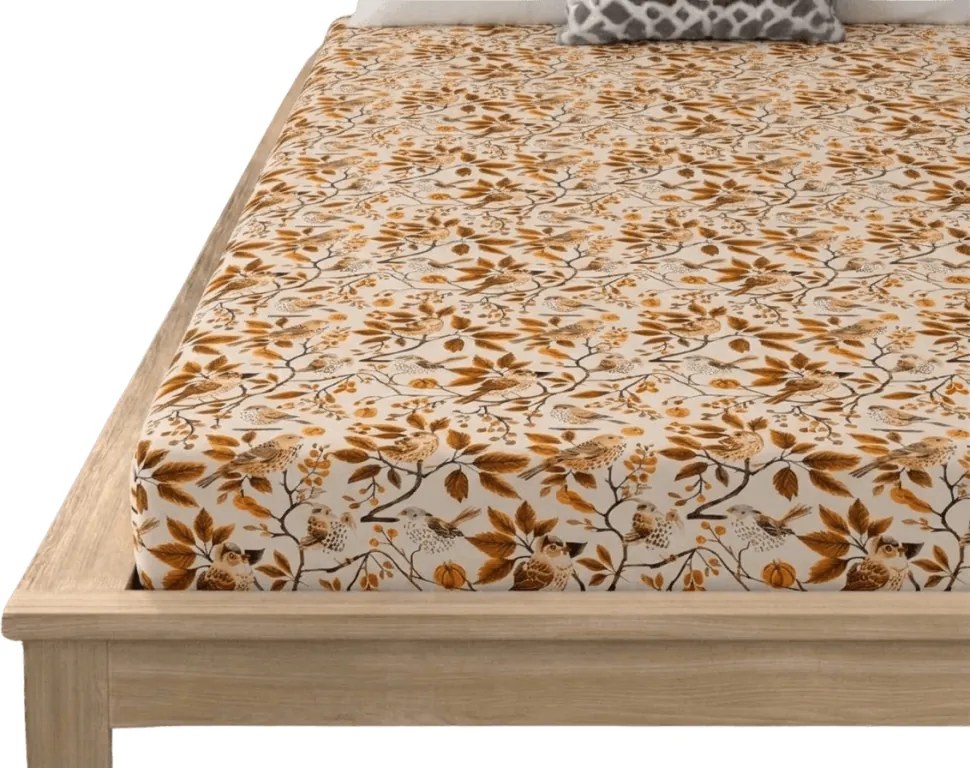 Cearsaf din microfibra BIRDS PUMPKIN maro 180x200 cm