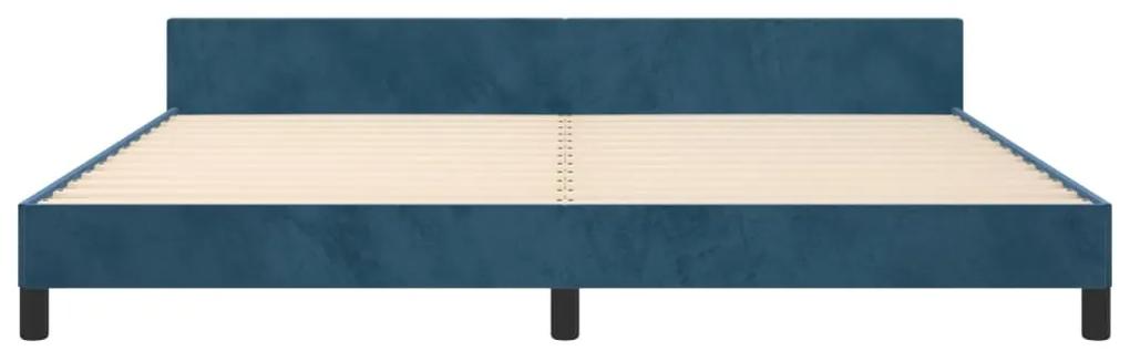 Cadru de pat cu tablie, albastru inchis, 200x200 cm, catifea Albastru inchis, 200 x 200 cm, Cu blocuri patrate