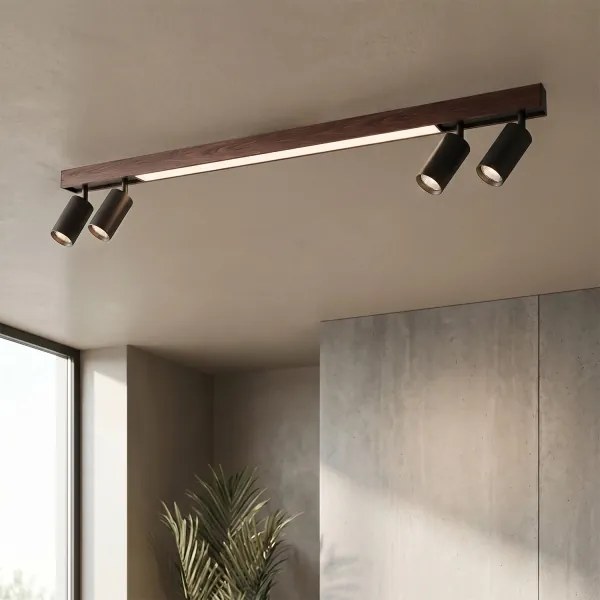 Brilagi - Spot LED SELE 4xGU10/30W/230V + LED/25W negru/decor de stejar