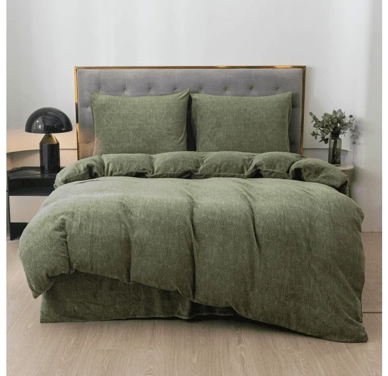 Lenjerie de pat microplus GRENA verde Dimensiune lenjerie de pat: 2 buc 70 x 90 cm | 200 x 220 cm