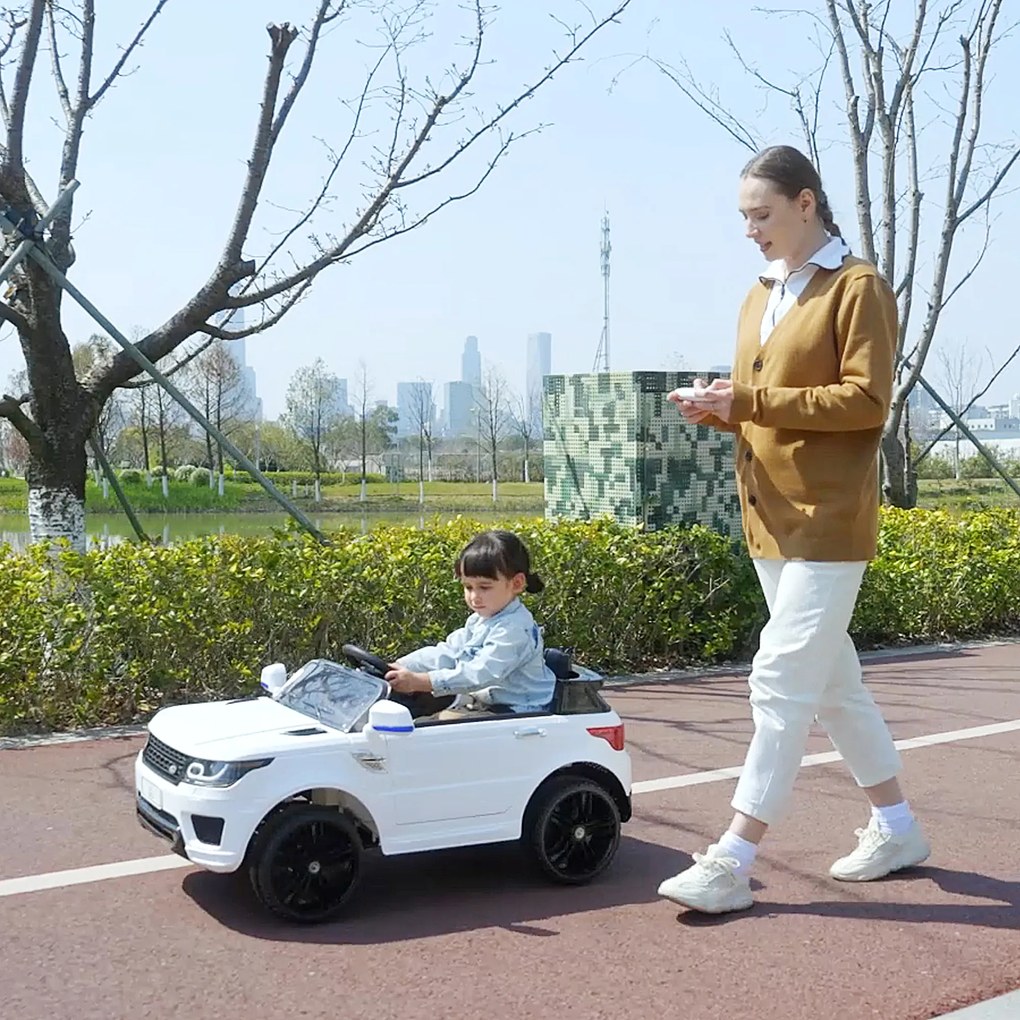 HOMCOM Mașinuță Electrică pentru Copii cu Motor Dublu, Suspensie și Telecomandă, 110x68x52 cm, Alb | Aosom Romania