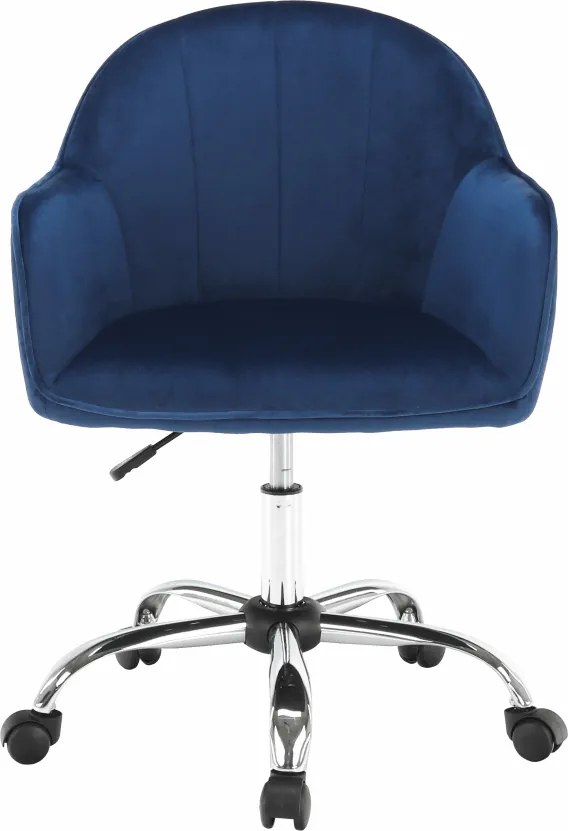 Scaun de birou, material textil din catifea albastru / crom, EROL