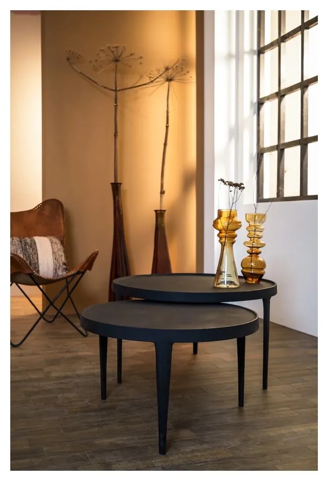 Măsuțe de cafea negre 2 buc. rotunde ø 75 cm Tobias – Light & Living