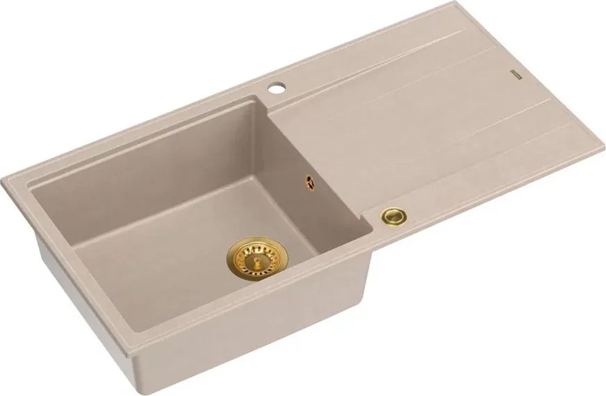 Chiuveta compozit incastrata Quadron Unique Evan 146 XL bej - auriu 100x50 cm