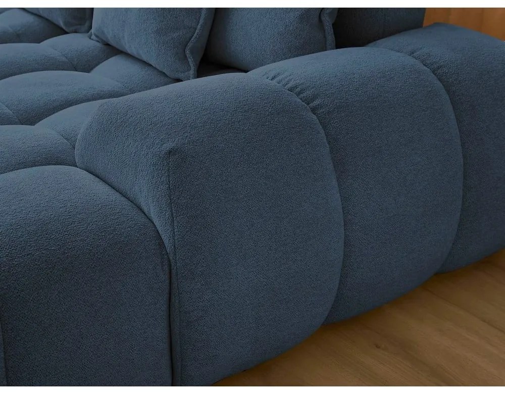 Colțar albastru închis extensibil/cu spațiu de depozitare cu tapițerie din chenille (cu colț pe partea stângă/în formă de "U") Everest – Bobochic Paris