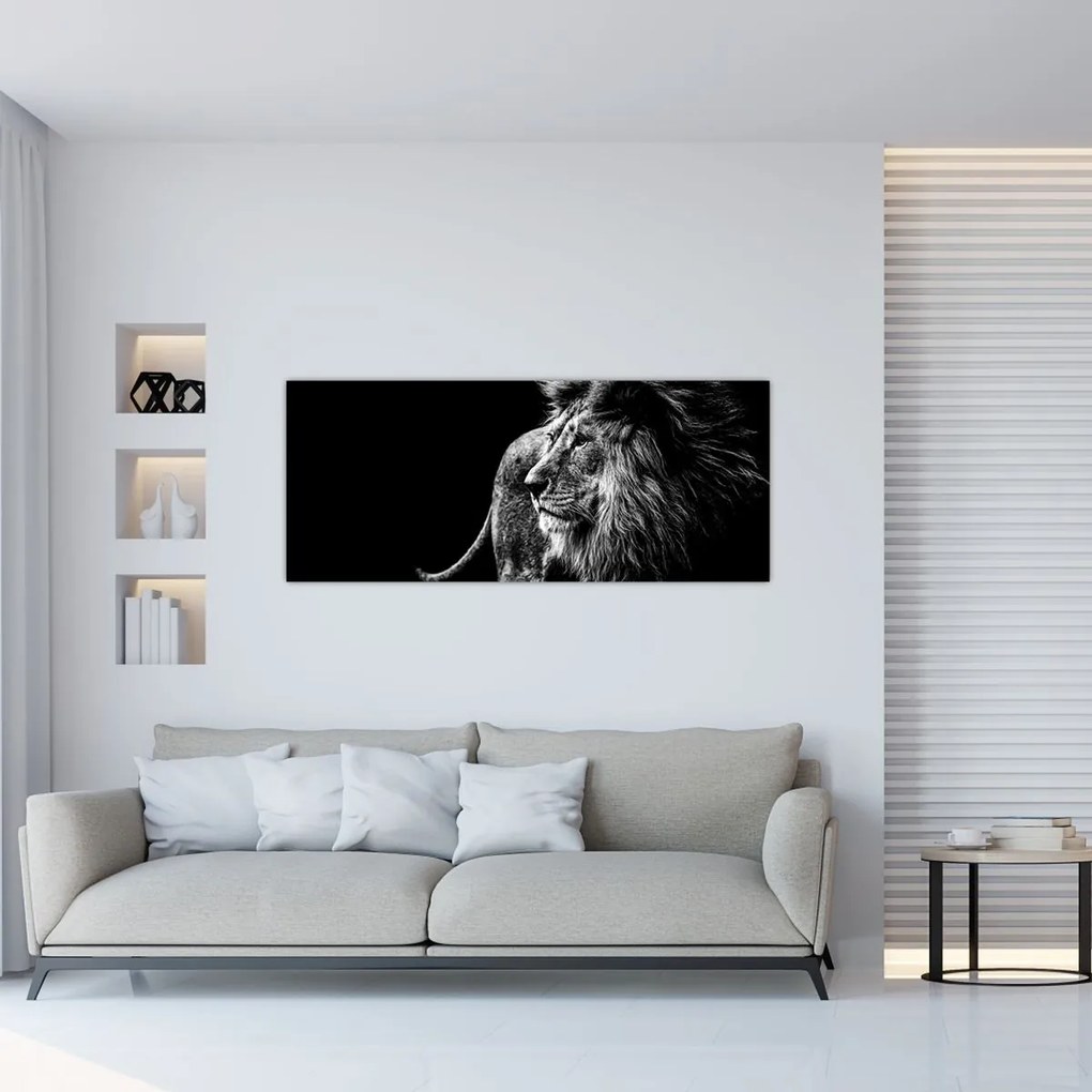 Tablou - Leu, alb și negru (120x50 cm)