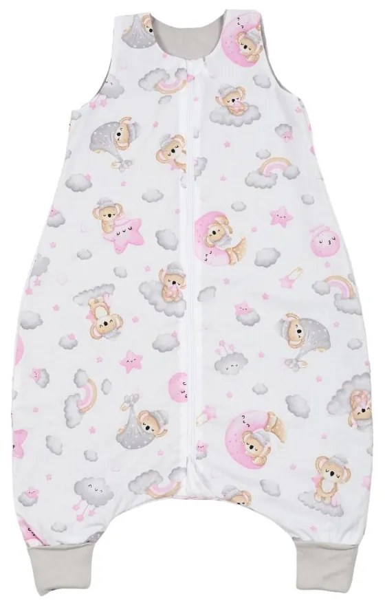 Sac de dormit cu picioare pentru copii 18-36 luni Kidizi Koala Dreams Pink 0.5 tog, mansete transformabile in soseta