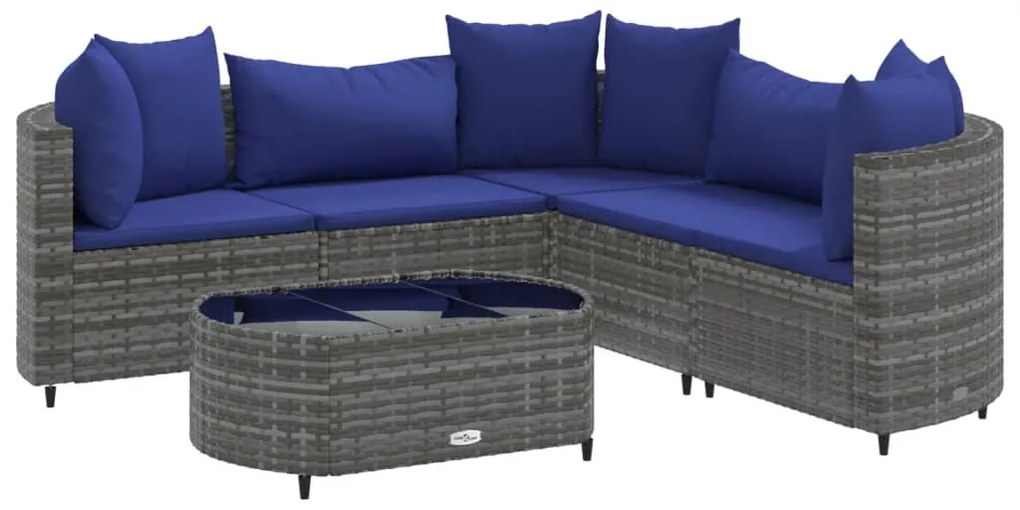 3308399 vidaXL Set mobilier grădină cu perne, 6 piese, gri, poliratan