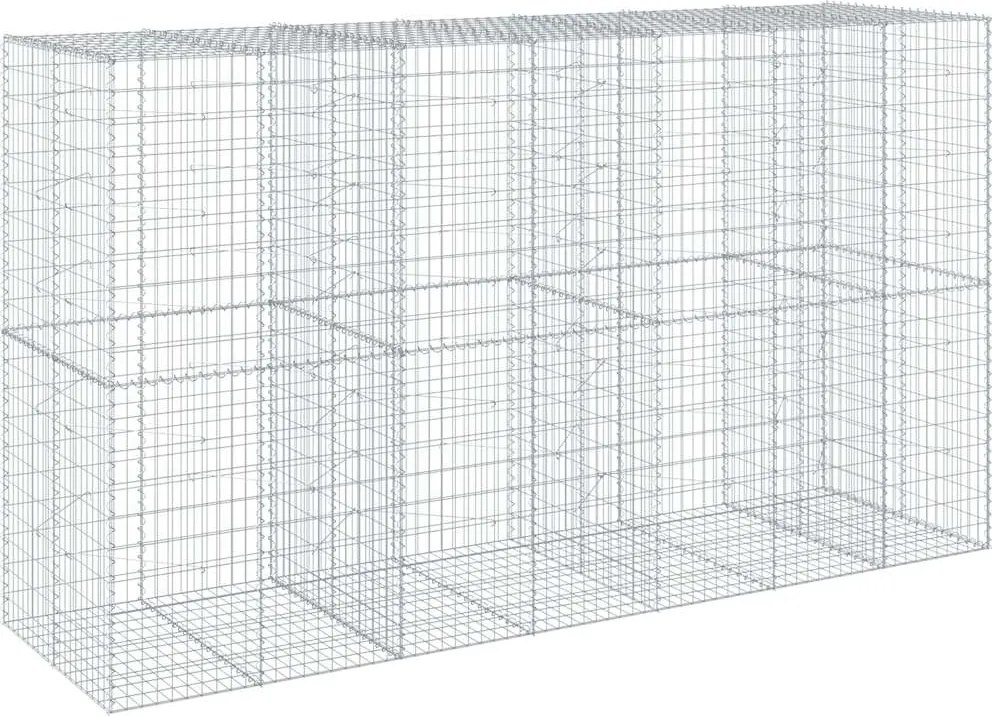 vidaXL Coș gabion cu capac, 350x100x200 cm, fier galvanizat