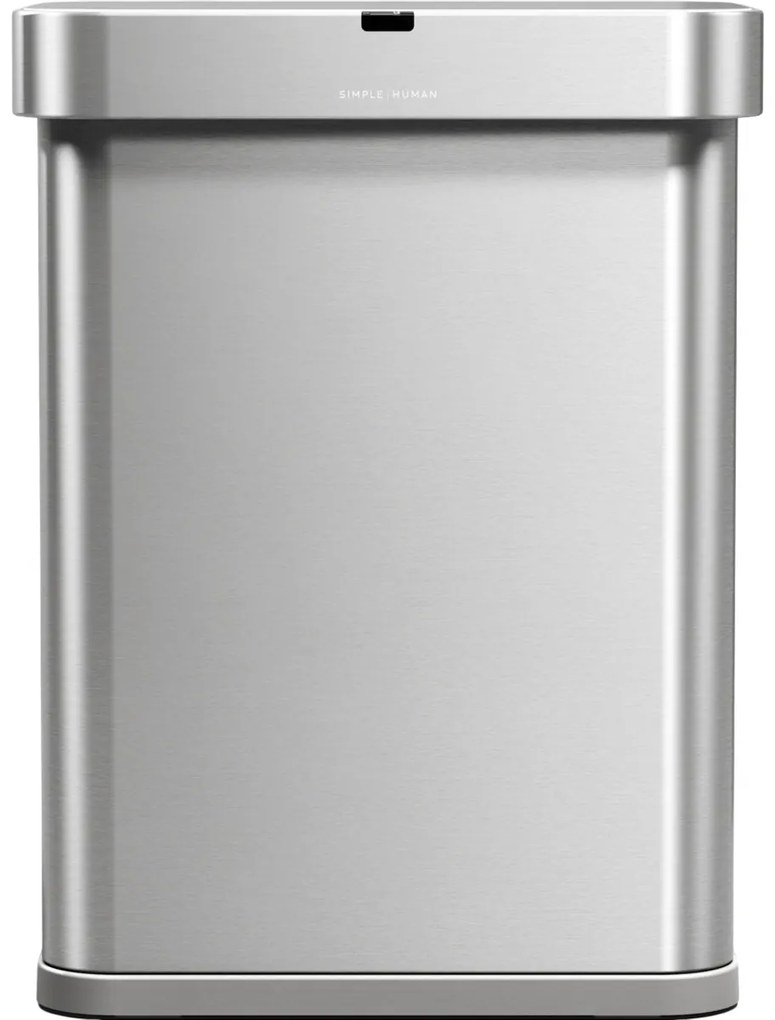 Coș de gunoi fără atingere Simplehuman cu senzorvocal 58 l, oțel inoxidabil mat