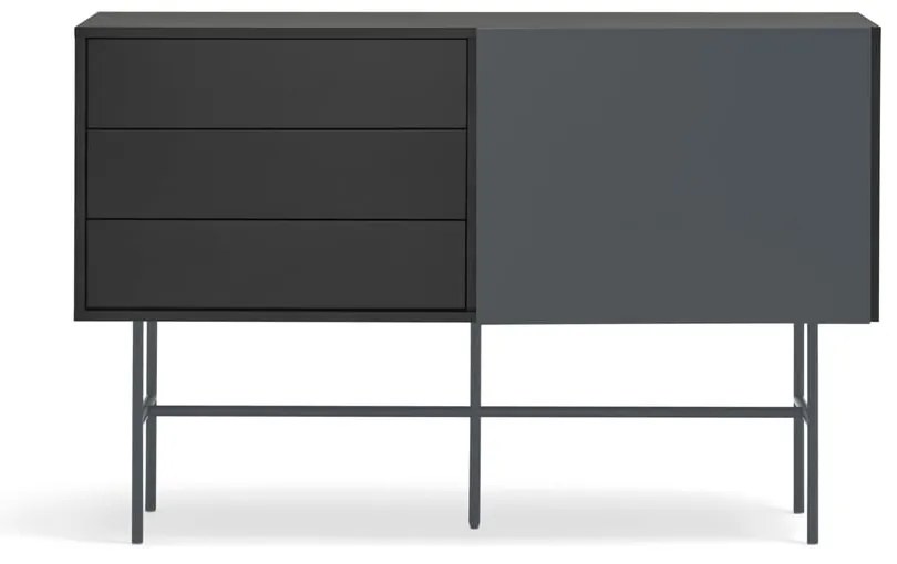 Comodă antracit joasă cu ușă glisantă negru-gri 140x91 cm Nube – Teulat