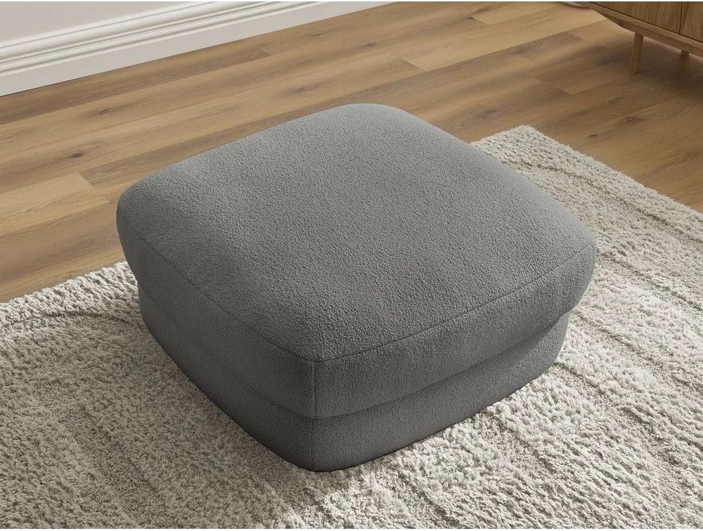 Taburet gri închis cu tapițerie din țesătură bouclé Leonore – Bobochic Paris