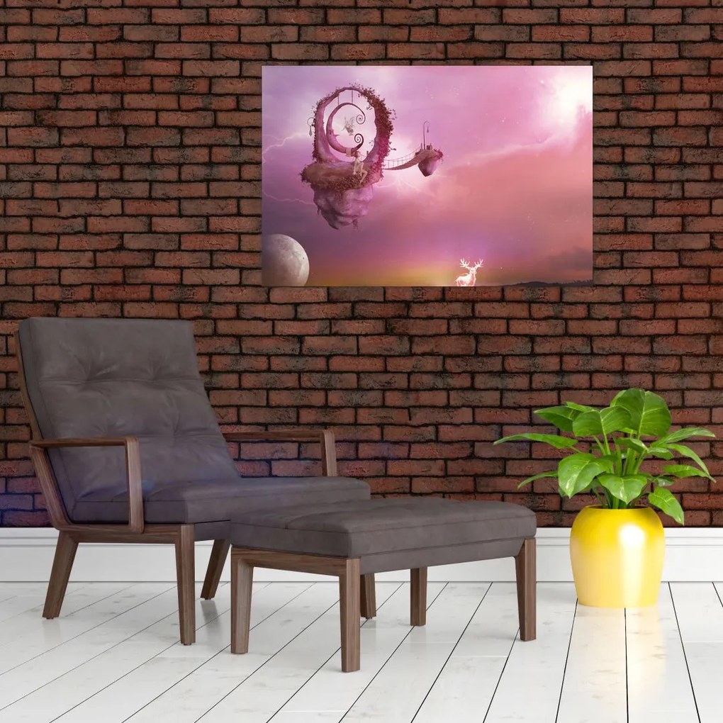 Tablou - Zână pe o insulă plutitoare (90x60 cm)