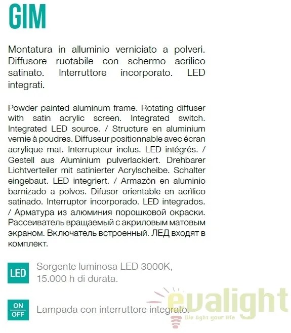 Aplica LED moderna GIM AP1 alba 167152