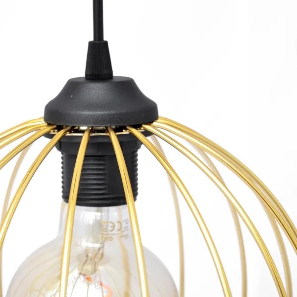 Lustră pe cablu MERCURE 1xE27/15W/230V auriu/negru