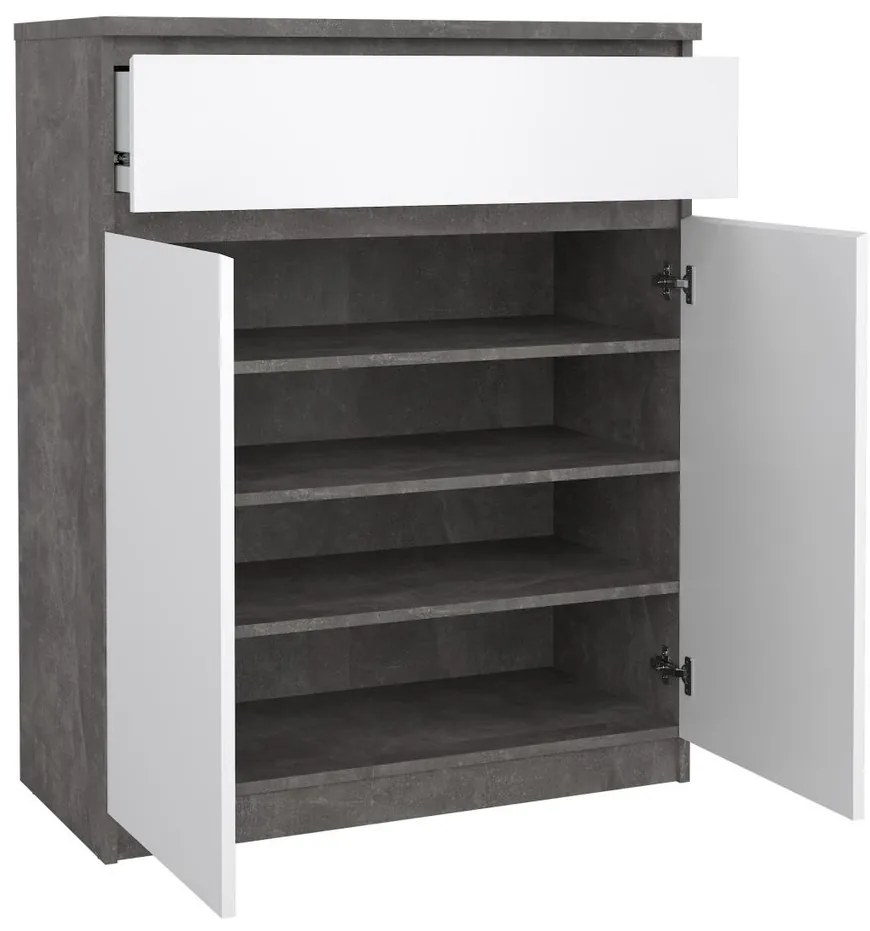 Comodă Simplicity 80 x 40 x 100,5 cm, gri / alb lucios