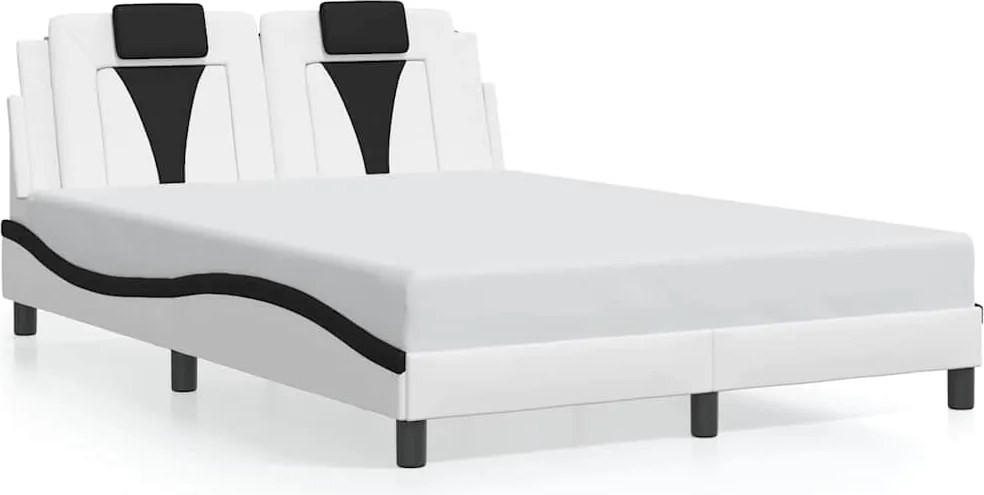 vidaXL Cadru de pat, Viana, fără saltea, alb/negru, 120x200 cm, piele ecologică