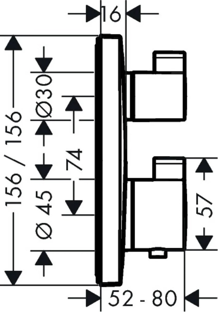 Baterie cada termostatata Hansgrohe Ecostat E, montaj incastrat, crom - 15714000