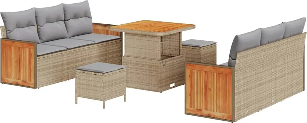 vidaXL Set de canapele pentru grădină 11 pcs Beige și gri deschis