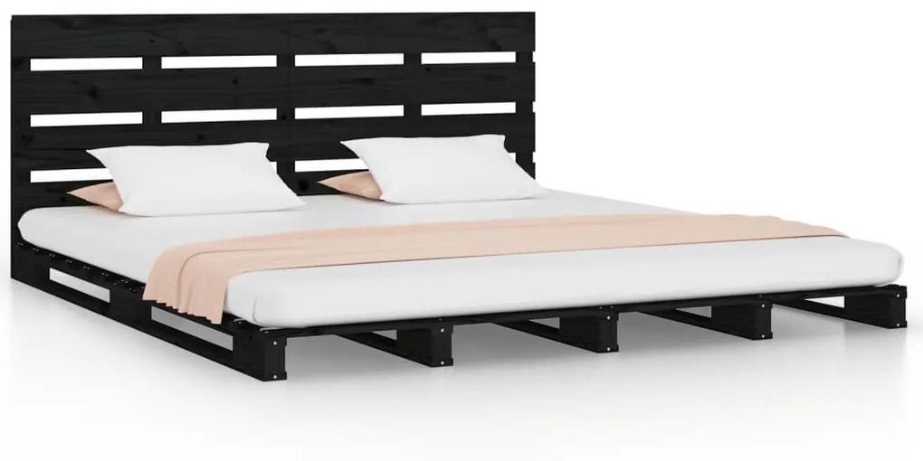 3120166 vidaXL Cadru de pat dublu, negru, 135x190 cm, lemn masiv de pin