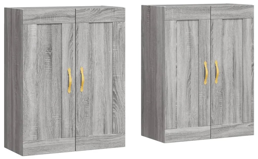 vidaXL Dulapuri montate pe perete, 2 buc, gri Sonoma, lemn prelucrat
