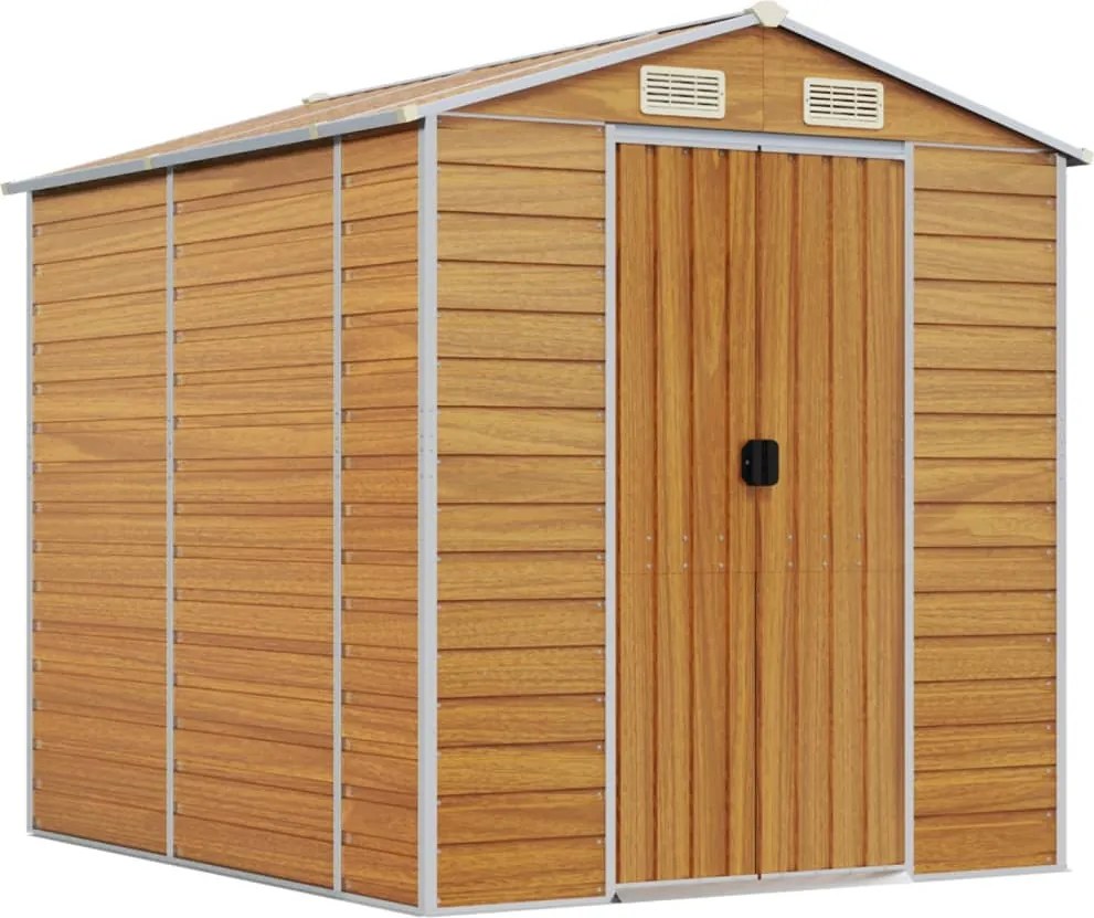 vidaXL Șopron de grădină, maro deschis, 191x215x198 cm, oțel galvanizat