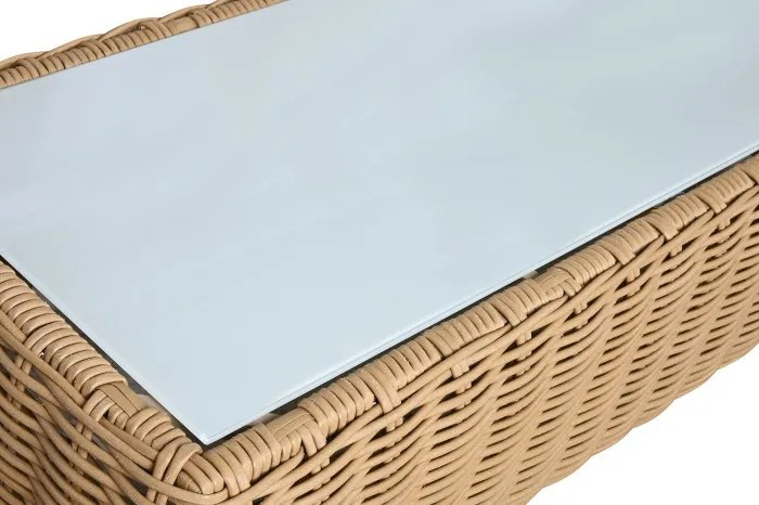 Set lounge exterior din rattan sintetic împletit, 4 piese cu canapea, 2 fotolii, măsuță și perne, „Paloma”