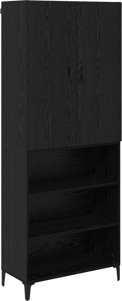 vidaXL Bufet Pe perete Stejar Negru 69,5 x 34 x 180 cm Lemn compozit