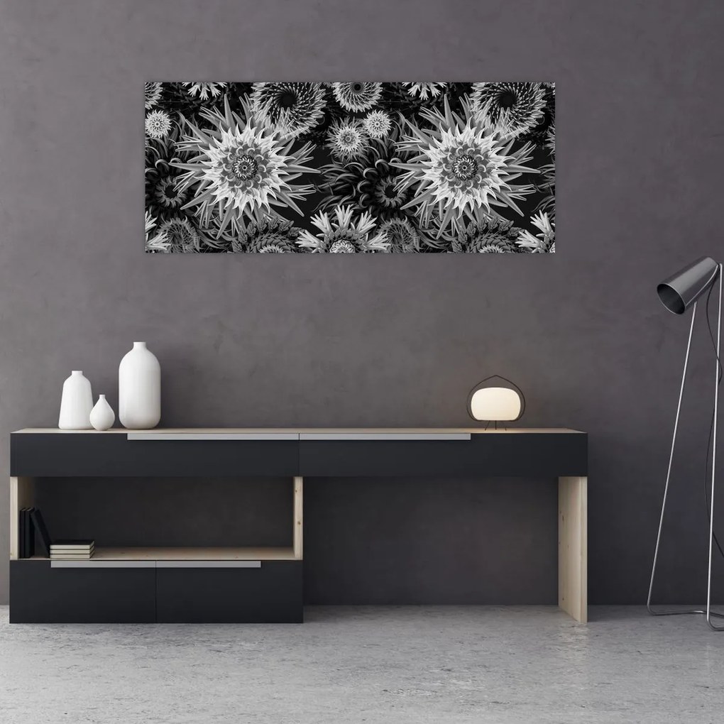 Tablou - Ciulini negri și albi (120x50 cm)