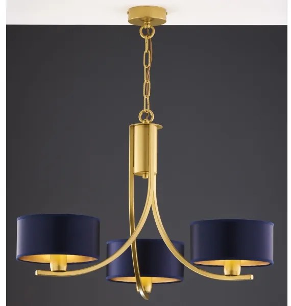 Jupiter 2093 - Lustra ARTHUR, suspendată pe lanț, 3xE27/15W/230V, albastru/auriu