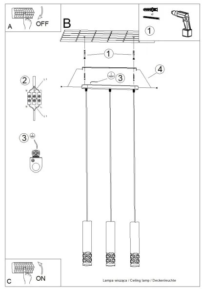 Lustră pe cablu Sollux SL.1693 LIRO 3xGU10/10W/230V alb
