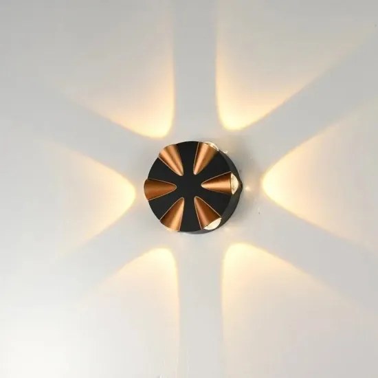 Aplica Exterior, Aluminiu, IP65, Lumina Neutra, 6W, Negru/Auriu