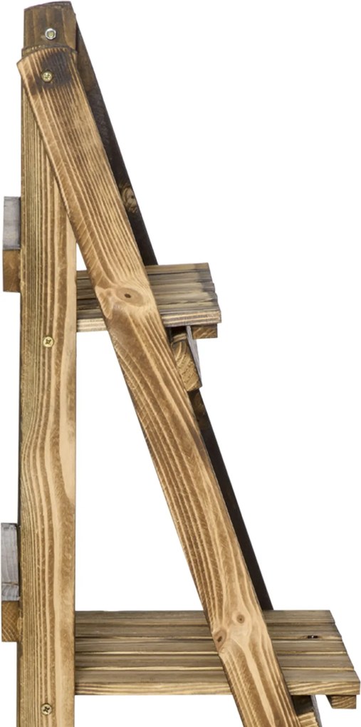 Outsunny Suport pentru Plante Pliabil, Jardinieră cu 3 Niveluri, Raft de Exterior pentru Plante, 40x37x93 cm, Lemn Natural | Aosom Romania