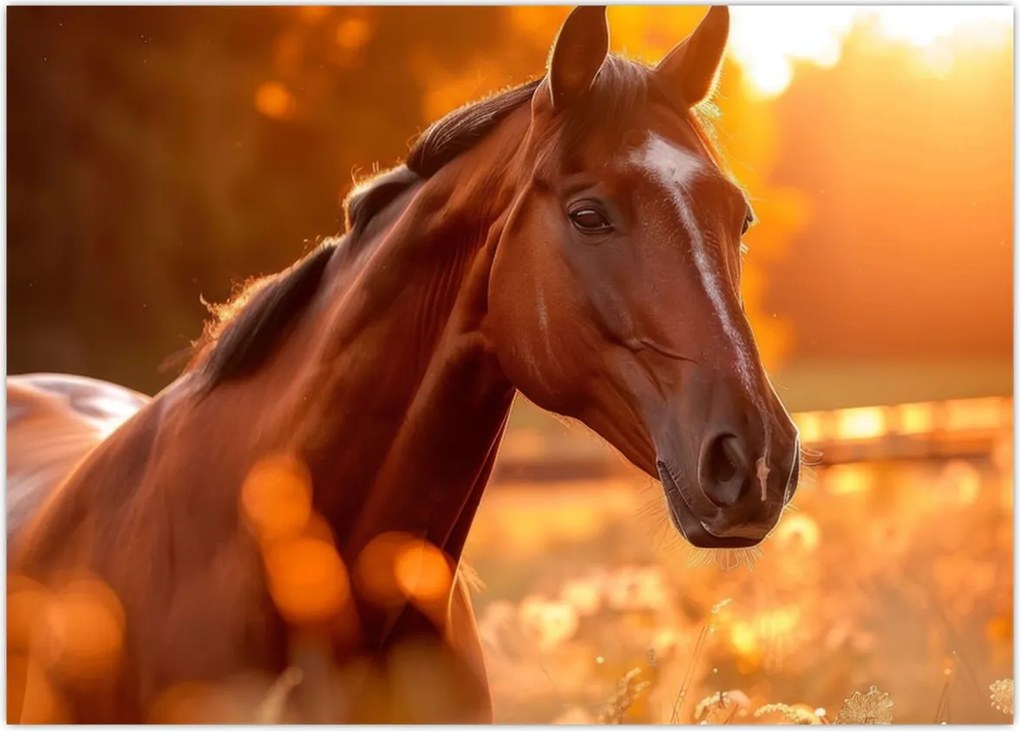 Tablou - Cal în apus de soare (70x50 cm)