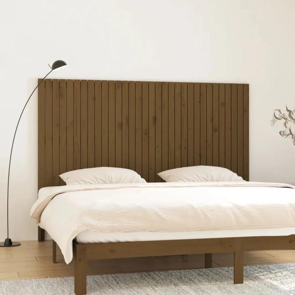824931 vidaXL Tăblie de pat pentru perete, maro miere, 204x3x110 cm, lemn pin