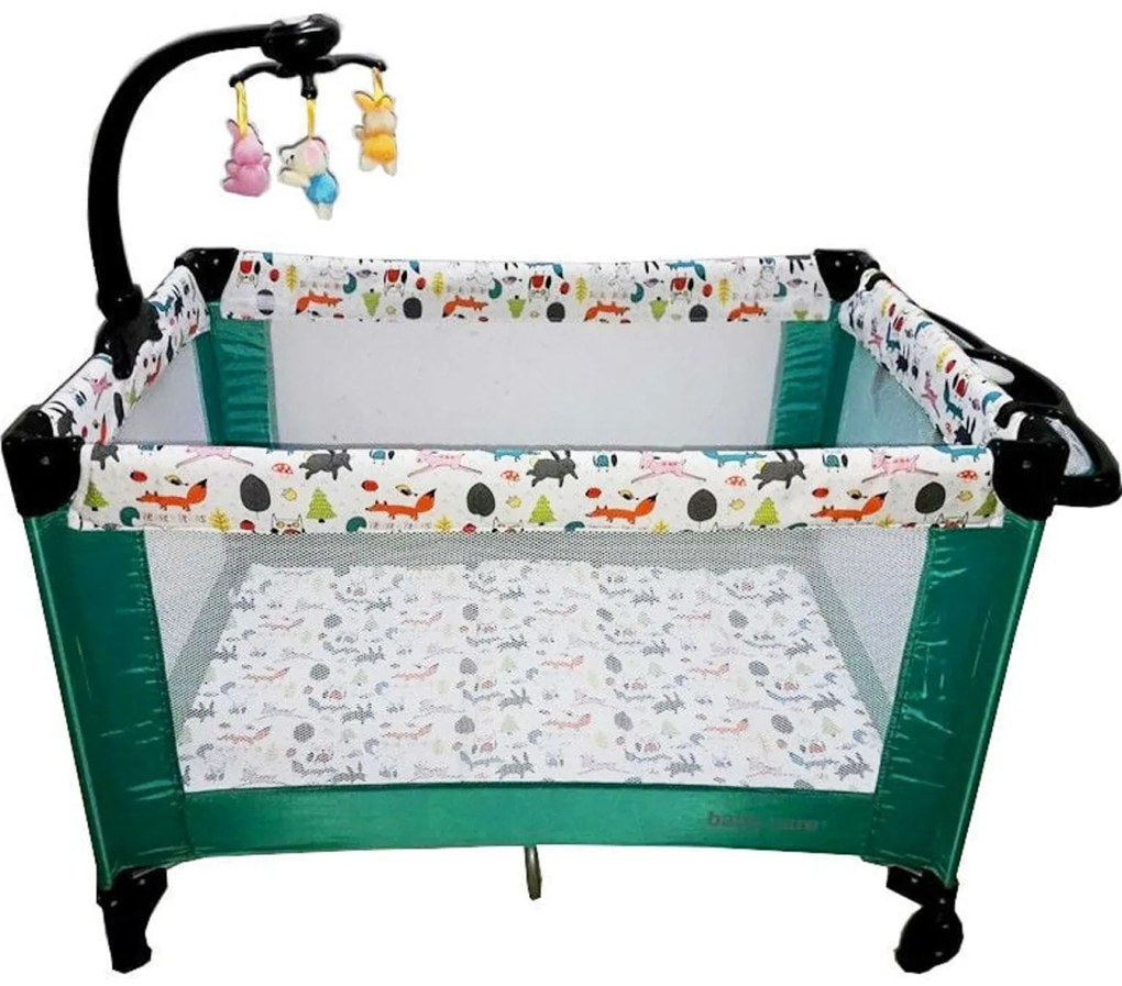 Patut Pliant, Tarc copii Baby Care™ NEST, Pliabil pe 2 Niveluri cu muzica si Masa infasat, Jucarie Carusel cu jucarii din plus, geanta transport