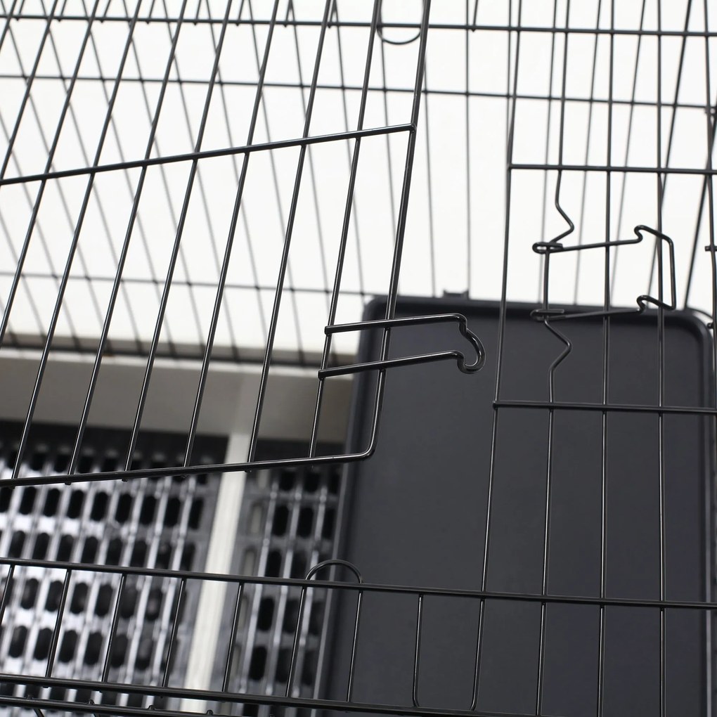 PawHut Cusca pentru Hamsteri Iepuri Cobai in Metal Negru cu 2 Usi | Aosom Romania