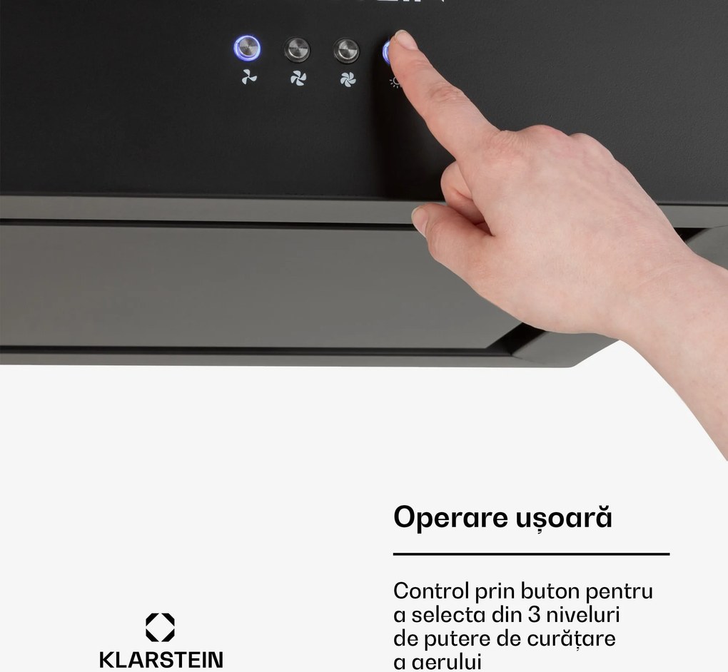 Klarstein Kronleuchter, hota tip insulă, 596 m³ / h, panou LED, clasa de eficiență energetică A