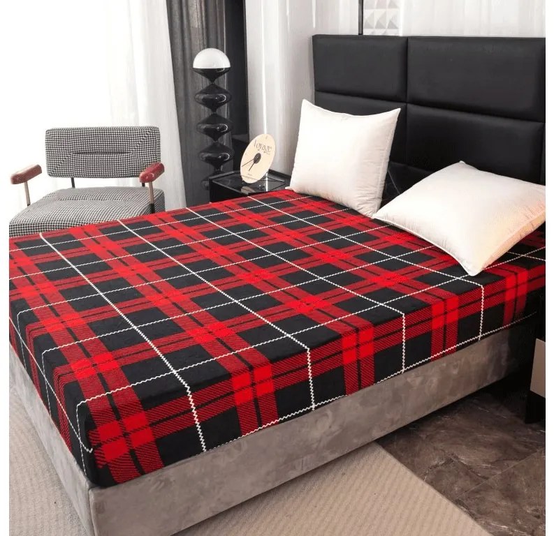 Cearsaf Cocolino microplus cu elastic ALBURY 160x200 cm rosu