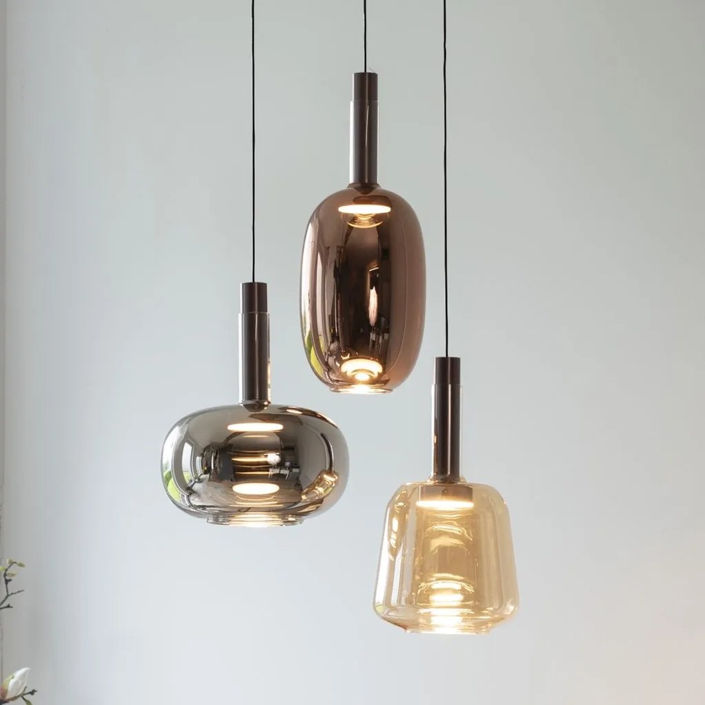 Lustra cu 3 pendule LED, inaltime reglabila, sticla, multicolor, IRIDES