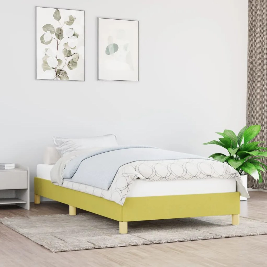 Cadru de pat, verde, 90 x 200 cm, material textil Verde, 25 cm, 90 x 200 cm