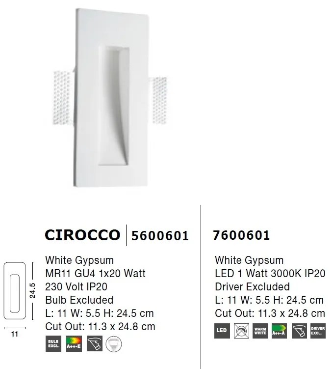 Spot LED incastrabil ideal pentru iluminat scara sau hol CIROCCO, 24,5x11cm NVL-7600601
