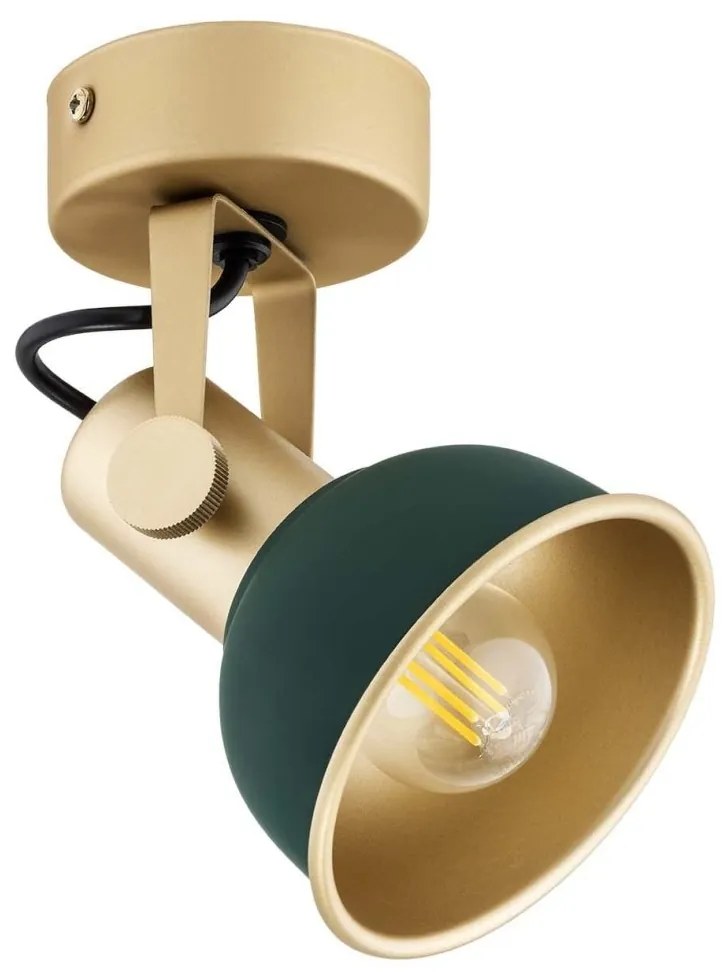Aplica de perete / tavan cu spot directionabil design modern Lenora auriu, verde
