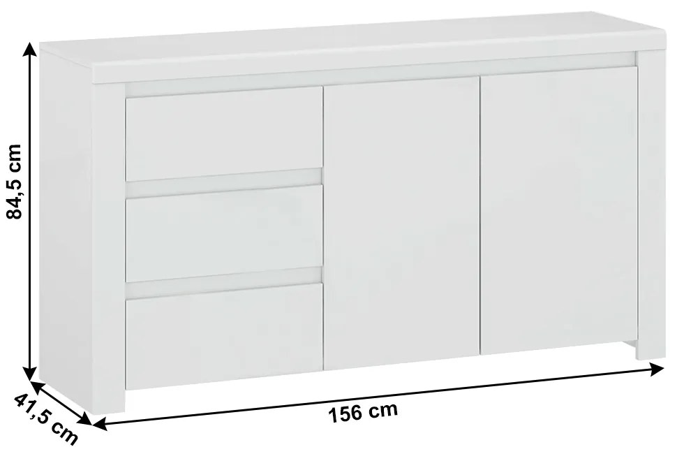 Comodă Lafer 2D3S (alb lucios). 1034133