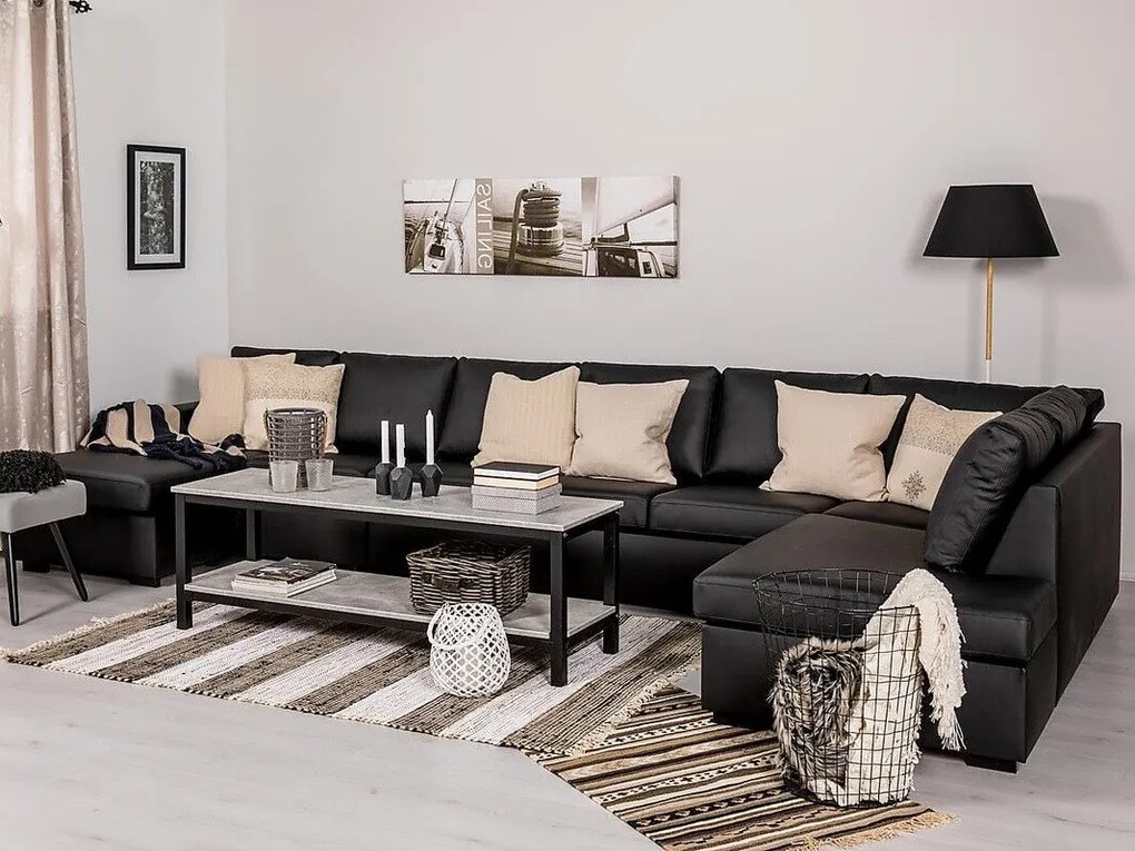 Colțar Scandinavian Choice C117Negru, 407x199x80cm, Picioare: Lemn