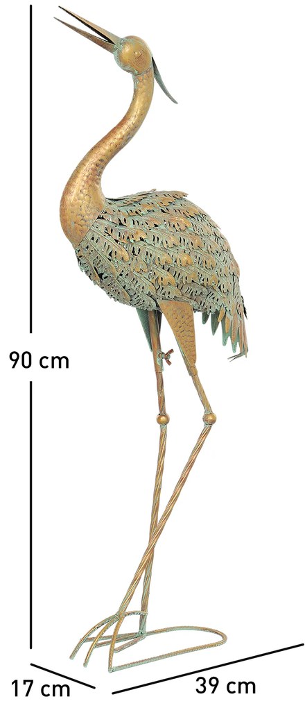 Outsunny Sculptură de egretă în metal pentru grădină exterioară 90 cm, multicolor | Aosom Romania