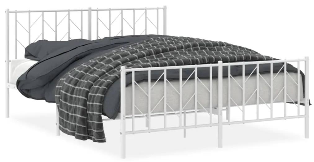 374506 vidaXL Cadru pat metalic cu tăblie de cap/picioare , alb, 150x200 cm