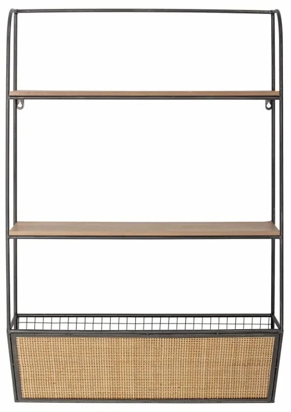 Raft de perete natur, din rattan si metal, Lesley