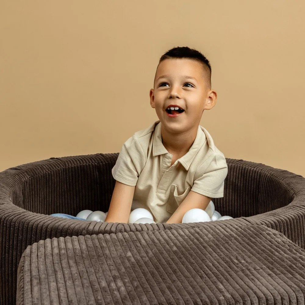 Piscină cu bile roz din catifea reiată ø 90x30 cm Montessori – Meowbaby