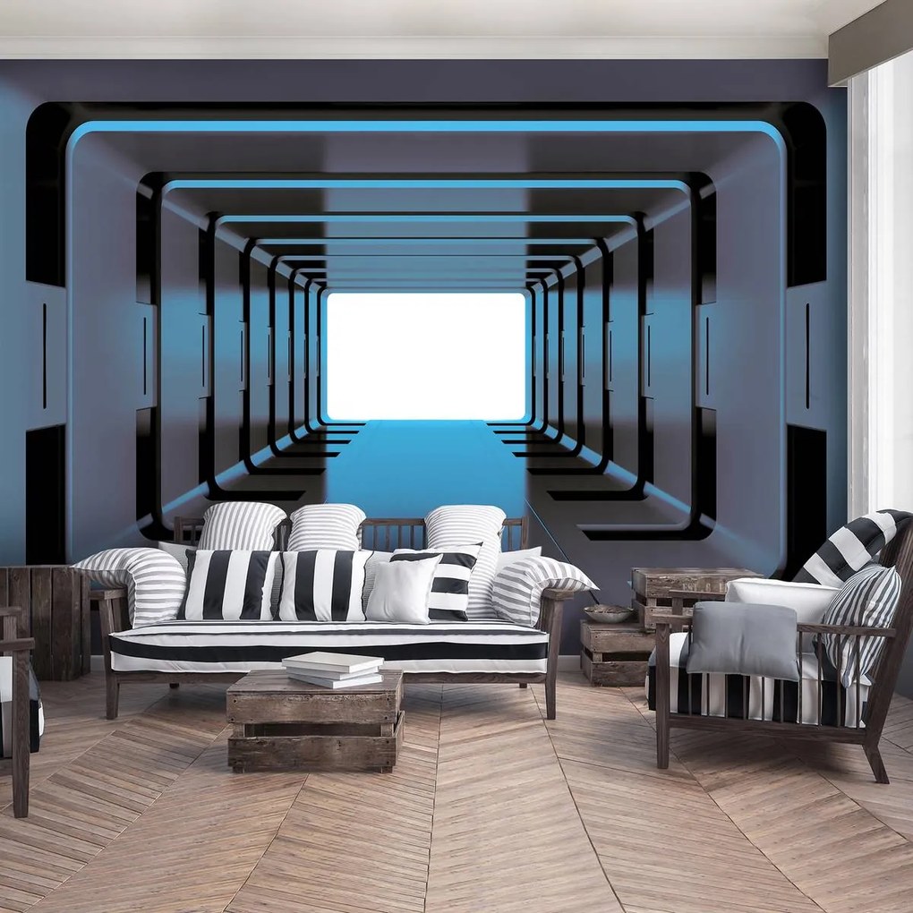 Fototapet - Tunel 3D albastru (254x184 cm)